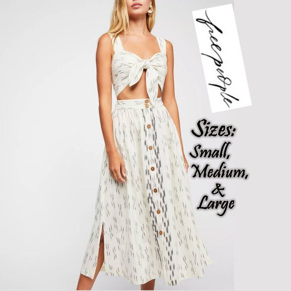 NWT - Free People Caldasi Tie Front Midi Dress - Picture 4 of 14